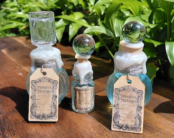 Pensieve Memory Vials | Color Changing Glass Magic Potions | Snapes Last Memory | Apothecary Decor | Witch & Wizard Prop Collectible