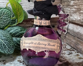 Draught of Living Death | Color Changing Magic Potion | Glass Apothecary Decor| Fantasy Potion Bottle | Witch & Wizard Prop Collectible