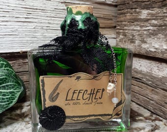 Leeches | Color Changing Magic Potion Ingredient | Halloween Potion Bottle | Apothecary Decor | Witch & Wizard Prop Collectible