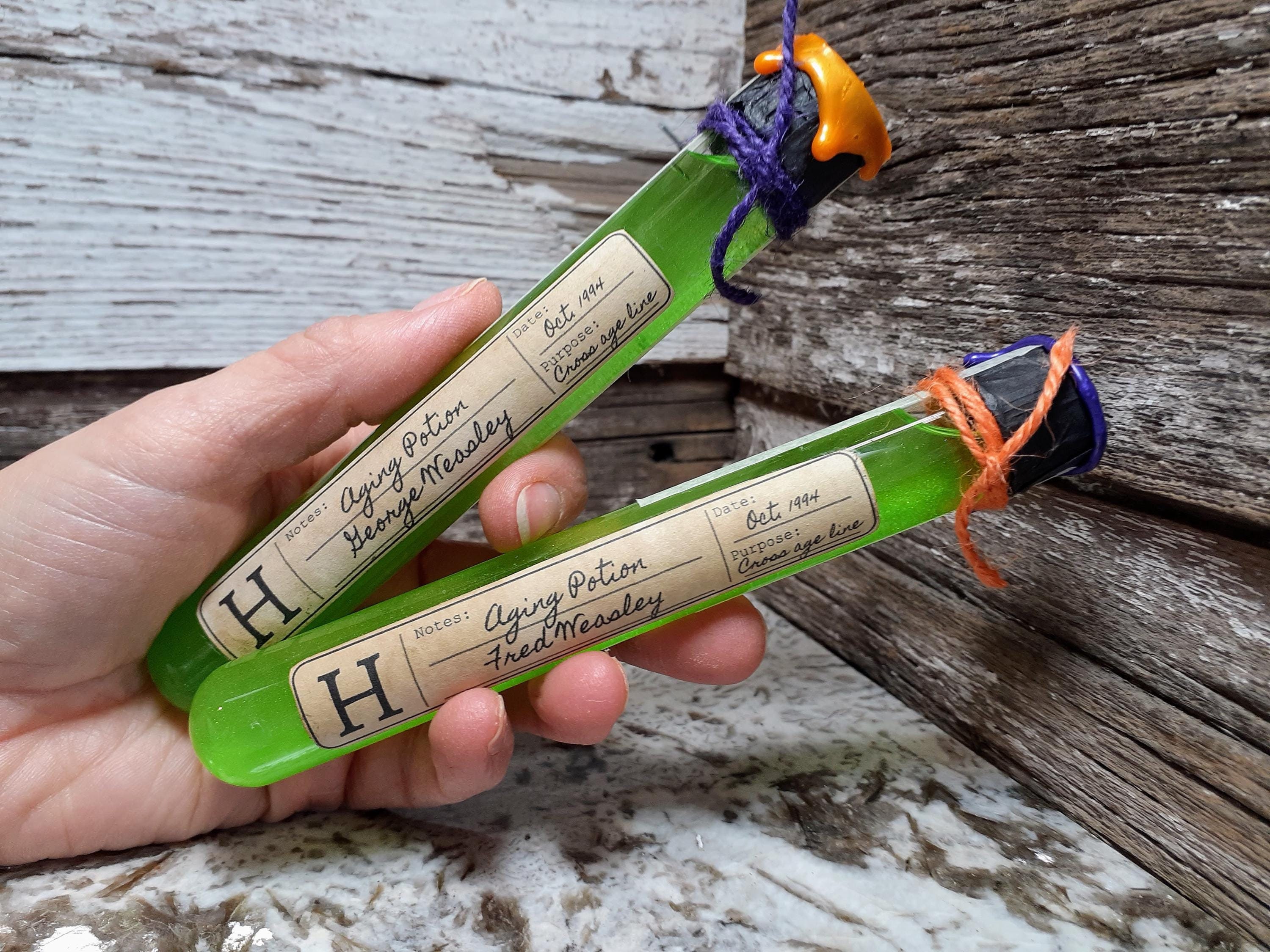 Aging Potions | Fred & George Weasley Inspired | Color Changing Glass Potion Bottles | Test Tube Potions | Wizard Prop Replica Collectible