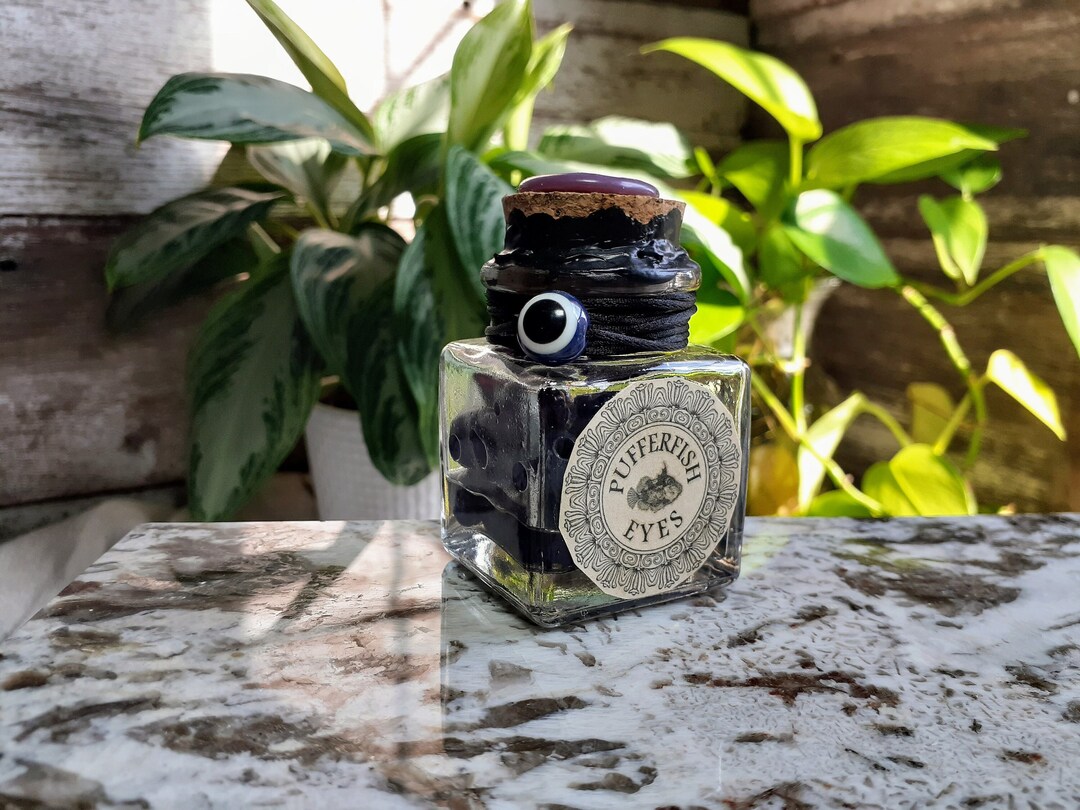 Pufferfish Eyes Magical Potion Ingredient Jar Glass Apothecary Sample