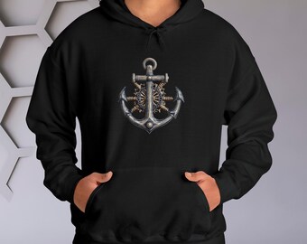 Nautical Hooded Sweatshirt, Anchor Hoodie, Hoodie for men, Sailing sweatshirt, Boating hoodie, Boat hooded sweatshirt, Nautical gift