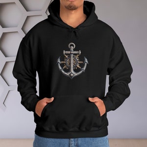 Nautical Hooded Sweatshirt, Anchor Hoodie, Hoodie for men, Sailing sweatshirt, Boating hoodie, Boat hooded sweatshirt, Nautical gift
