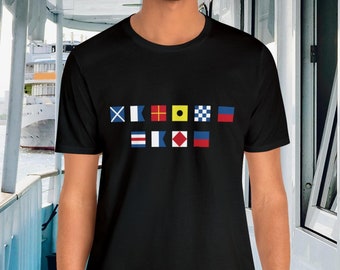 Personalized Nautical Flags T-shirt, Custom nautical flag shirt, Maritime Flag T-shirt, Custom captain shirt, Maritime Signal Flag Shirt