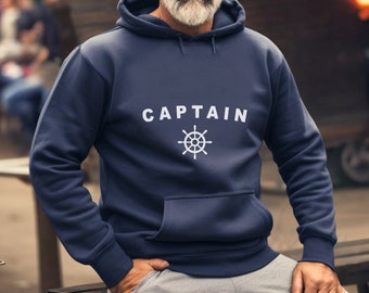 Captain hoodie, Nautical hooded sweatshirt, Ship wheel sweatshirt, Ship captain hooded sweatshirt, Boat hoodie, Boating sweatshirt