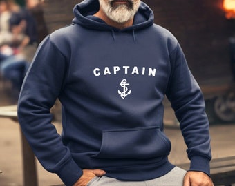 Captain hoodie, Nautical hooded sweatshirt, Anchor sweatshirt, Ship captain hooded sweatshirt, Boat hoodie, Boating sweatshirt