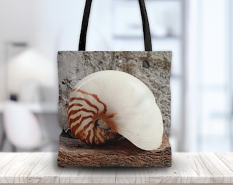 Tote Bag, Seashell Tote Bag, Shell Beach Bag, Nautical Tote Bag