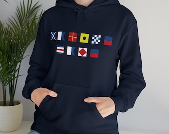 Personalized Nautical Flags Hooded Sweatshirt, Custom nautical flag  hoodie, Maritime Flag, Captain hoodie, Maritime Signal sweatshirt