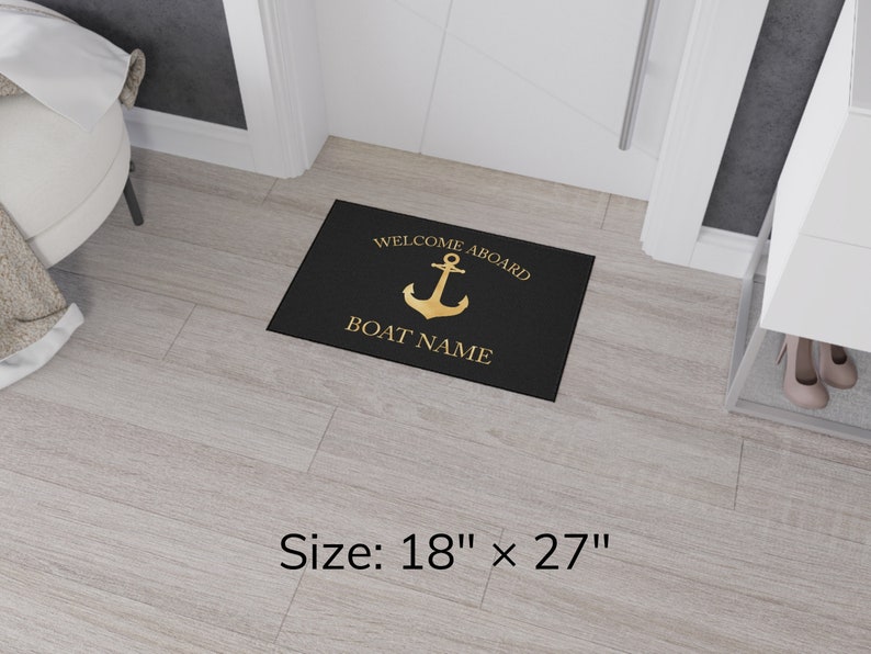 Boat Owner Heavy Duty Floor Mat, Boat Welcome Mat, Boating Floor Mat, Boat Owners Door Mat, Anchor Welcome Aboard Mat image 3