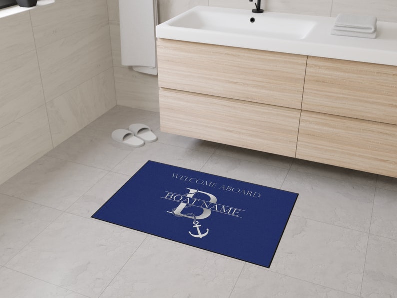 Welcome Aboard Boat Mat, Boat Owner Heavy Duty Floor Mat, Boating Mat, Personalized Boat Welcome Mat, Monogram Boat Name Outdoor Mat image 5