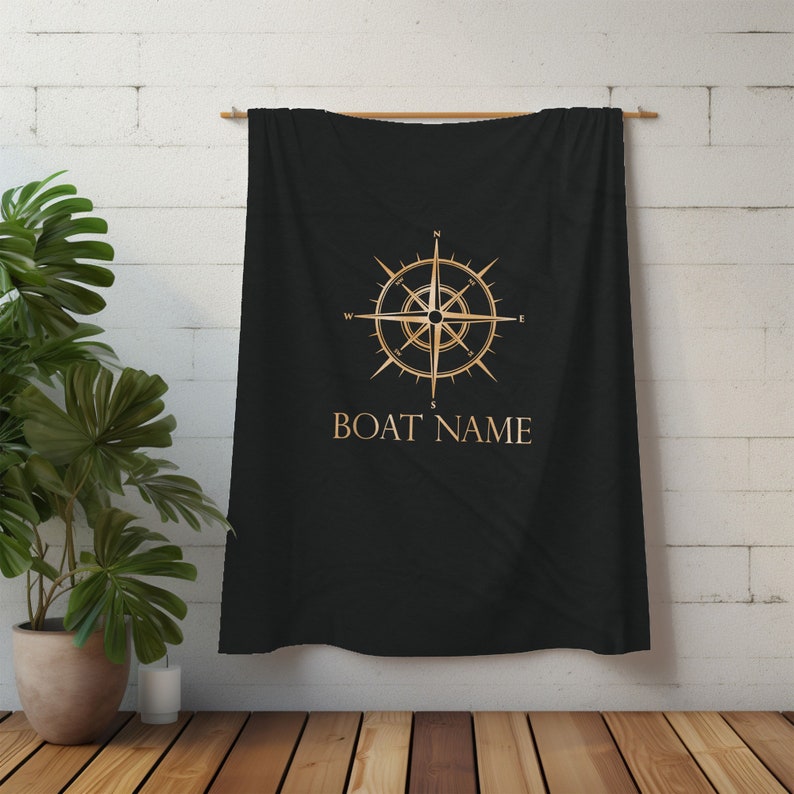 Personalized Luxury Plush Blanket, Custom Compass Boat Throw Blanket, Custom Boat Bedding, Gift for Boat Owners, 3 Sizes available image 5