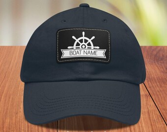 Boat Name Dad Hat with Ship Wheel, Personalized baseball cap for boat owners, Boating gift, Sailing gift, Boat Dad Hat, Custom Boat Hat