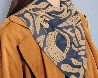 Scarf for Women with Seashell and Starfish Design, Sailing or Boating Gift, Light Sheer Scarf with an Ocean Design