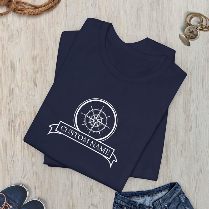 Personalized Nautical T-Shirt with a Compass Design, Gift for sailor, boat owner, boat dad, Custom Name or Boat Name TShirt image 10