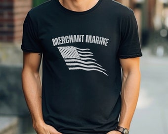 Merchant Marine T-Shirt, American Flag Merchant Mariner Shirt, Tee Shirt for men, Merchant Marine Gift, Nautical Tshirt, Maritime Shirt