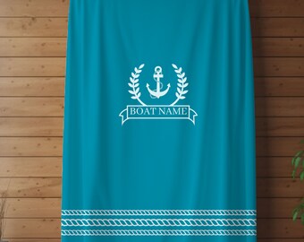 Anchor Personalized Blanket, Custom Boat Throw Blanket, Nautical Gift for New Boat Owners, Boat House Bedding