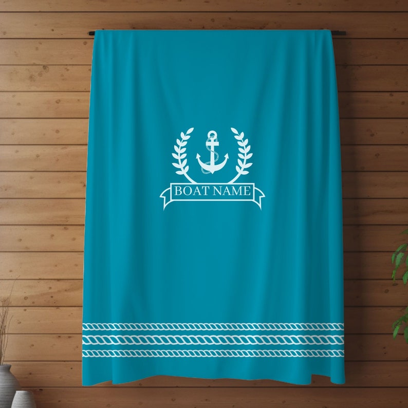 Anchor Personalized Blanket, Custom Boat Throw Blanket, Nautical Gift for New Boat Owners, Boat House Bedding image 1
