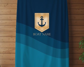 Nautical Blanket, Personalized Boat Blanket, Custom Boat Name Bedding, Boat Accessories, Personalized Anchor Blanket for Boat Owners