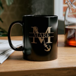 Personalized nautical mug, Nautical monogram mug, Boat owner gift, Boat coffee mugs, Sailing gift, Yacht gift, Nautical gift, Gift for him image 5