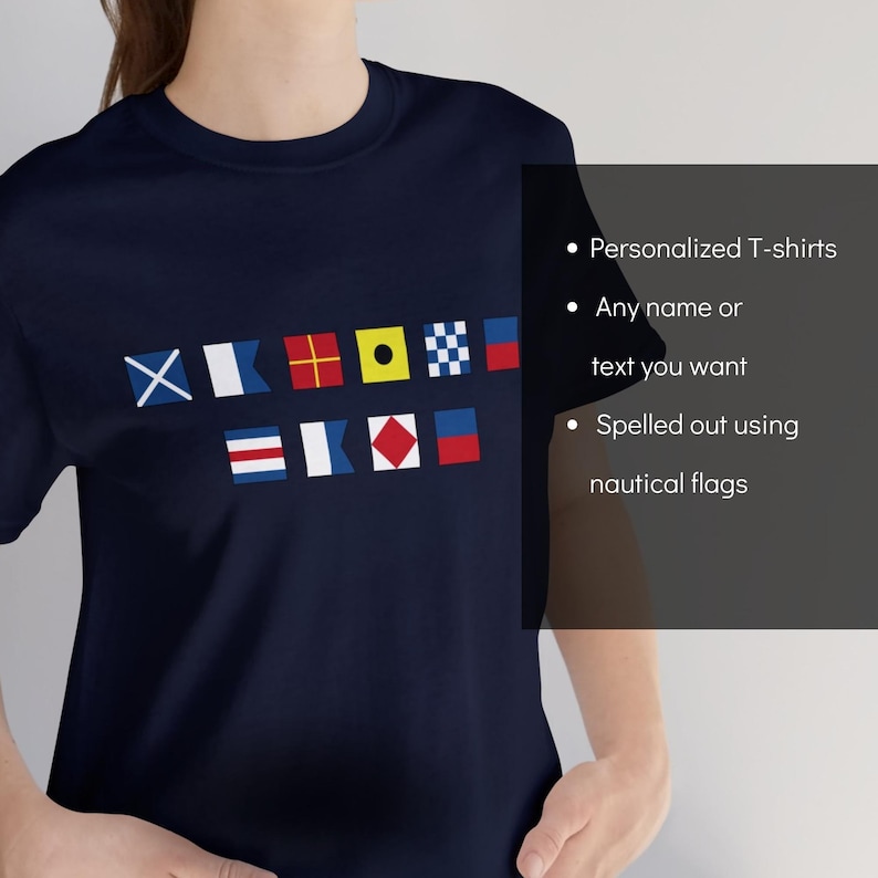 Personalized Nautical Flags T-shirt, Custom nautical flag shirt, Maritime Flag T-shirt, Custom captain shirt, Maritime Signal Flag Shirt image 2