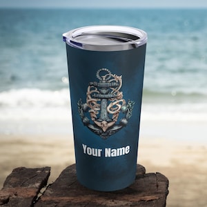 Personalized Nautical Tumbler 20oz, Nautical gift, Nautical Anchor tumbler, Quality stainless steel tumbler, Tumbler gift for him & her
