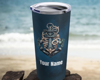 Personalized Nautical Tumbler 20oz, Nautical gift, Nautical Anchor tumbler, Quality stainless steel tumbler, Tumbler gift for him & her