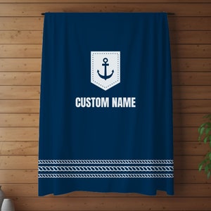Personalized Nautical Blanket, Boat Accessories, Boat Gift, Boat Anchor Bedding, Boat House Decor, Custom Boat Blanket, Boat Bedding image 1