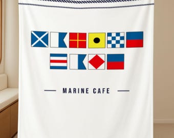 Personalized Nautical Flag Blanket, Custom Name Maritime Signal Blanket, Coastal Home Decor, Beach or Lake House Gift, Boat Blanket