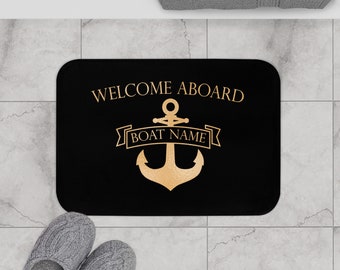 Welcome aboard mat, Indoor mat for boat, Welcome mat for boat, Personalized gift for boat owners, Custom welcome mat