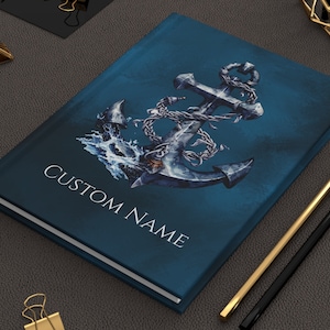 Anchor Journal, Personalized journal for nautical lovers, Personalized hard cover gift journal with anchor design for men and women