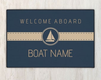 Welcome Boat Mat, Personalized heavy duty outdoor mat for boat and yacht owners, Nautical anchor mat, Custom welcome aboard mat