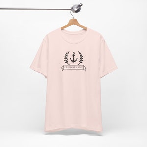 Personalized Nautical T-Shirt with an Anchor Design, Perfect for sailors, boat enthusiasts, ship officers, boat dad, nautical lovers Soft Pink