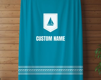 Personalized Sailboat Blanket, Nautical Decor, Boat Gifts, Custom Blanket for Boaters, Custom Boat Blanket, Sailboat Gift