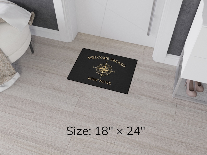 Boat Owner Heavy Duty Floor Mat, Custom Welcome Mat, Personalized Boat Welcome Mat, Boating Floor Mat, Boat Owners Door Mat, Boating Rug image 2