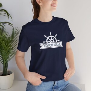 Personalized Nautical T-Shirt with a Ship Wheel Design, Perfect for boat owners, boat dads, nautical lovers, sailors, sailing gift image 10