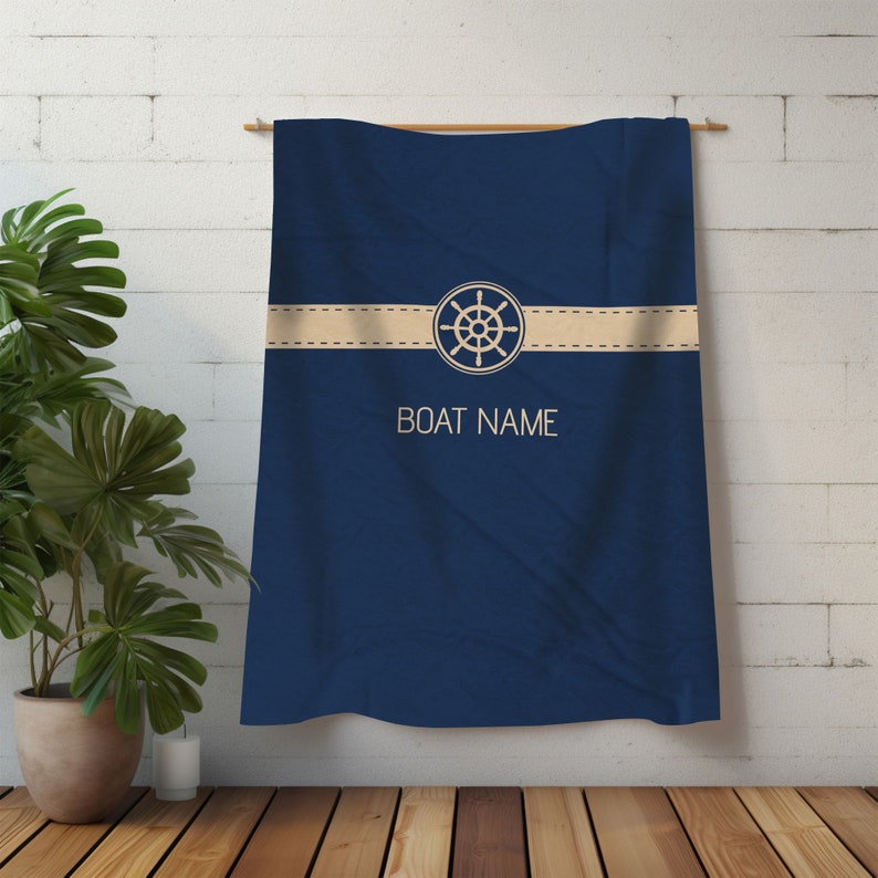 Personalized VelveteenPlush Blanket, Custom Ship Wheel Boat Throw Blanket, Custom Boat Bedding, Gift for Boat Owners, 3 Sizes and 5 colors image 7