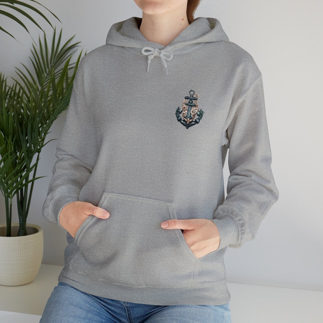 Hooded Sweatshirt, Anchor Hoodie, Nautical Hooded Sweatshirt
