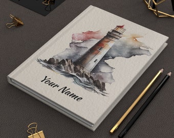 Personalized Lighthouse Journal, Custom Name Journal, Nautical notebook, Personal Diary, Nautical Gift , Travel Journal