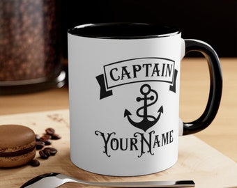 Personalized Captain Mug, Custom Nautical Mug, Customized Mug, Personalized Name Coffee Cup, Boat Owner Mug, Boating Gift