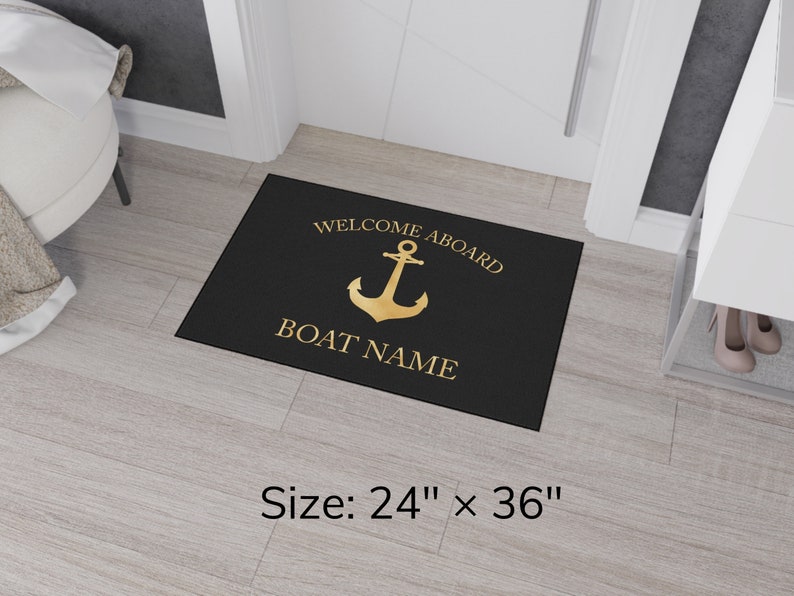 Boat Owner Heavy Duty Floor Mat, Boat Welcome Mat, Boating Floor Mat, Boat Owners Door Mat, Anchor Welcome Aboard Mat image 4