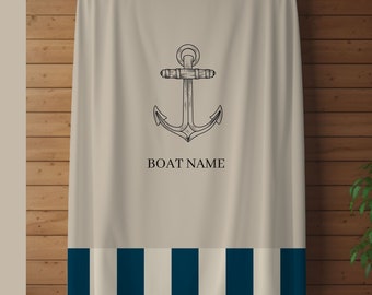 Personalized Boat Blanket, Boat Accessories, Custom Boat Name Bedding, Boat House Blanket, Anchor Bedding, Nautical Blanket, Boat Owner Gift