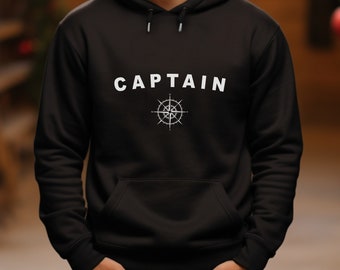 Captain hoodie, Nautical hooded sweatshirt, Compass sweatshirt, Ship captain hooded sweatshirt, Boat hoodie, Boating sweatshirt