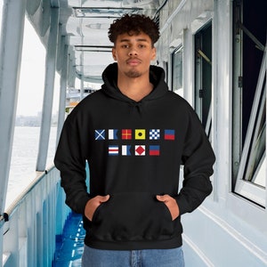 Personalized Nautical Flags Hooded Sweatshirt, Custom nautical flag hoodie, Maritime Flag, Captain hoodie, Maritime Signal sweatshirt image 3