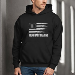 Merchant Marine hoodie, Merchant Mariner hooded sweatshirt, American Flag sweatshirt, Merchant Marines gift image 1