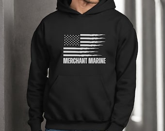 Merchant Marine hoodie, Merchant Mariner hooded sweatshirt, American Flag sweatshirt, Merchant Marines gift