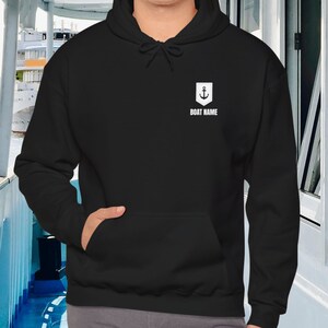 Personalized Nautical Hooded Sweatshirt, Hoodie Sweatshirt with Nautical Anchor, Custom Name Sailing or Boating Hoodie, Hoodie Gift image 4