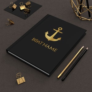 Boat Guest Book, Custom Hardcover Journal, Boat Owner Journal, Customizable Nautical Journal, Anchor Notebook, Gift for Boat Owners
