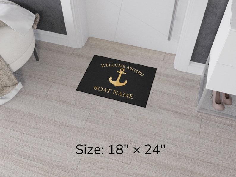 Boat Owner Heavy Duty Floor Mat, Boat Welcome Mat, Boating Floor Mat, Boat Owners Door Mat, Anchor Welcome Aboard Mat image 2