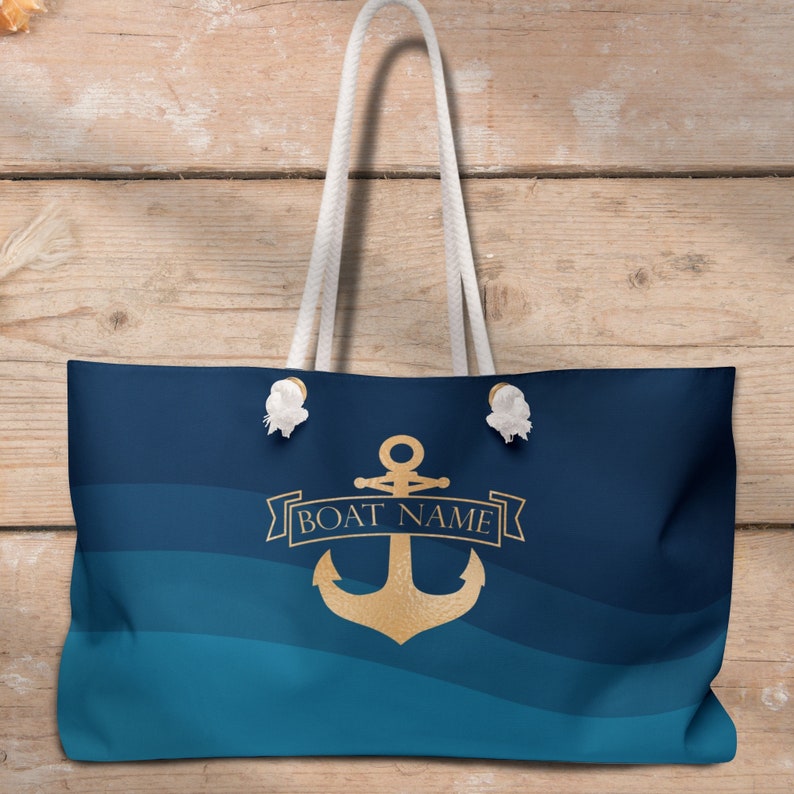 Boat Bag, Weekender Bag, Nautical tote bag for yacht / boat owners, Personalized weekender tote bag, Nautical gift image 1