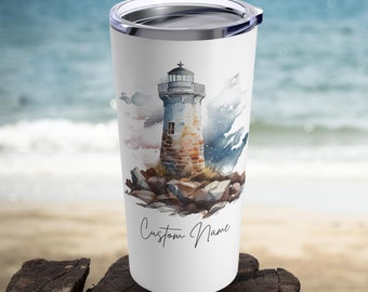 Personalized Lighthouse Tumbler 20oz, Nautical gift, Nautical tumbler, Quality stainless steel tumbler, Ocean theme tumbler, Gift idea